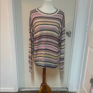 NIC+ZOE Multicolor Striped Crew Neck Sweater